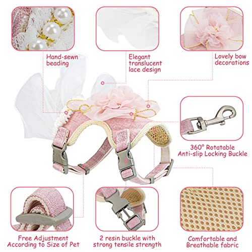 Cat Harness and Leash Set Escape Proof Travel Cat Harness for Small Cat and Large Cat Blue Color Junsirs