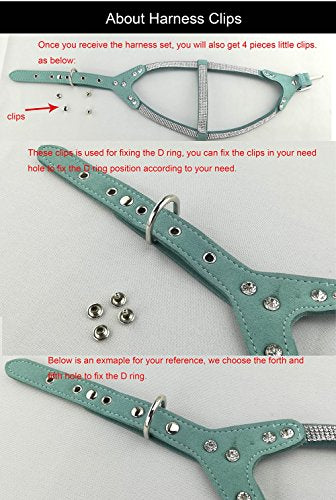 Newtensina Dog Collar & Harness & Lead Sets Fashion Dog Collar Diamante with Harness & Leashes Comfortable Soft Collar Har...