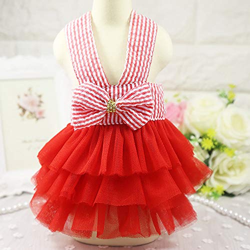 Clopon Dog Clothes Harness Dog Dress Pack Yorkie Dresses for Girl Pink Dress Blue Outfits Cute Leash Set XS
