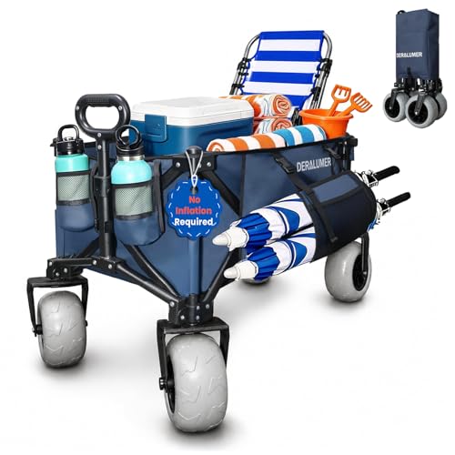 X800 Heavy Duty Beach Wagon with 9x4 Sand-Proof All-Terrain Wheels, 300L Oversized Foldable Wagon Cart with Side Bag, All-...