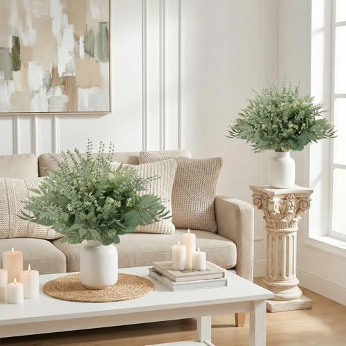lovemoon 130 Pcs Artificial Mixed Eucalyptus Stems Bulk, 5 Kinds of Faux Greenery Eucalyptus Leaves Bulk for Vase Wedding ...