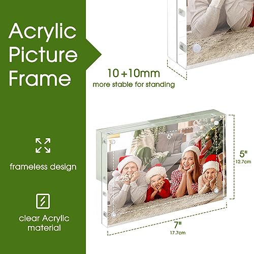 Syntrific 5x7 Acrylic Photo Frame 5Pack Premium Acrylic Photo Frame Magnetic Picture Frames Clear
