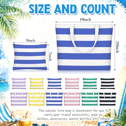 Aliceset 12 Pcs Beach Bags for Women Large Beach Tote with Makeup Bag for Travel 18.5 x 14.96 Inches Colourful Travel Bag ...