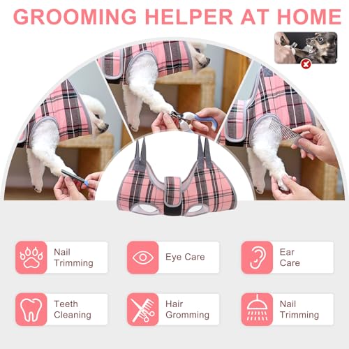 BEAUTYZOO Dog Grooming Hammock for Small Dogs Cat- Dog Sling for Nail Trimming/Clipping- Dog Hanging Harness Holder with T...