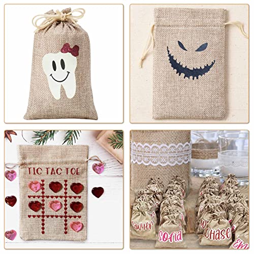 Homum 25Pcs Premium Burlap Gift Bags with Drawstring and 25Pcs Gift Tags & String, 4x6 Inch Reusable Gift Burlap Linen Sac...
