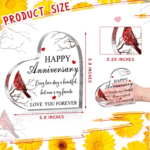 Happy Anniversary Cardinal Gift for Women Anniversary Wedding Gifts Acrylic Valentines Day Gifts for Her Him Couple Wife H...