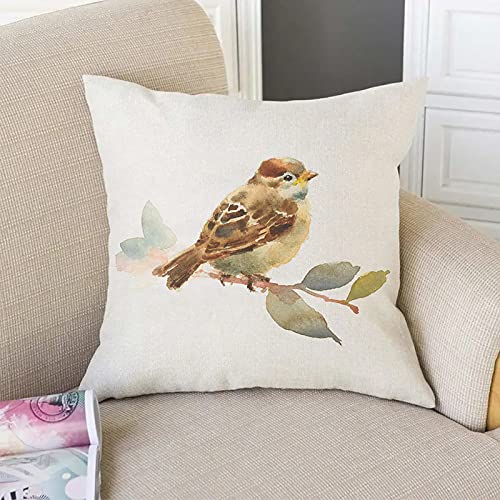 VERSUSWOLF Throw Pillow Covers for Couch Baby Sparrow Bird Bed Or Sofa Pillows Case A Hand Watercolor Painted Cute Brown B...