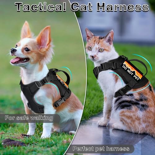 nanappice Tactical Cat Harness and Leash Set for Walking, Adjustable Escape Proof Pet Vest for Large Cat,Easy Control Brea...