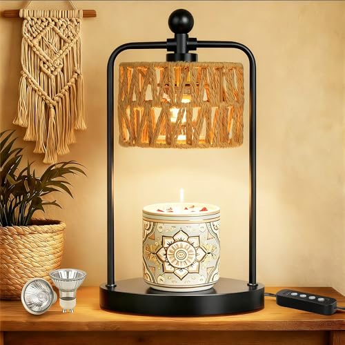 FUNNYBEHOM Candle Warmer Lamp with Timer Dimmer, Candle Warmer for Jar Candles Lights, Boho Candle Lamp Warmer with 2 Bulb...