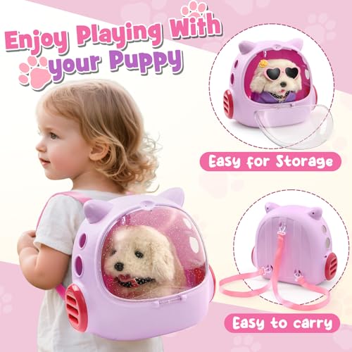Cleboen 17pcs Robot Dog Toys for Girls Kids Boys 3-6, Realistic Interactive Robot Puppy Dog Plush Toys with Walk & Bark, P...