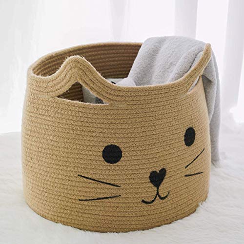 HiChen Large Woven Jute Rope Storage Basket, Baby Laundry Basket Organizer for Toys, Blanket, Clothes, Towels, Gifts | Pet...