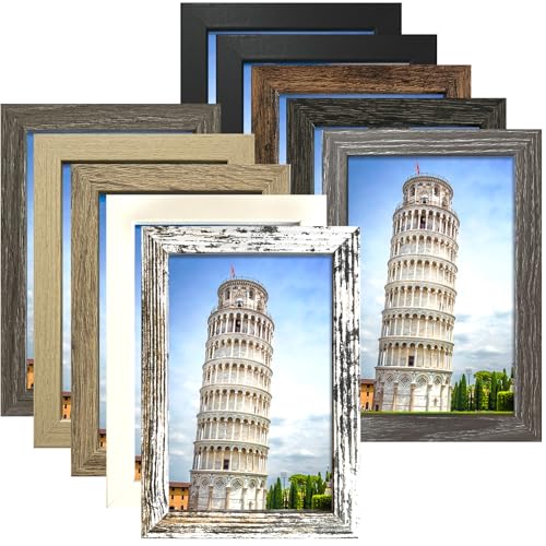SESEAT 4x6 Picture Frame Set of 10, Wall and Tabletop Display, Mix Multi Color