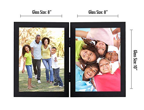 Americanflat Hinged 8x10 Picture Frame with Shatter-Resistant Glass - Double Picture Frames with Engineered Wood - Signatu...