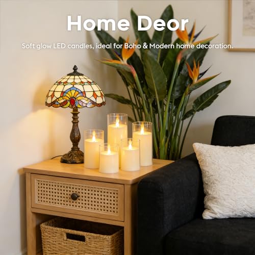 Fo32won Ivory White LED Flameless Pillar Candles Battery Operated with Remote Timer, 5 Pack 3D Flickering Acrylic Candles ...