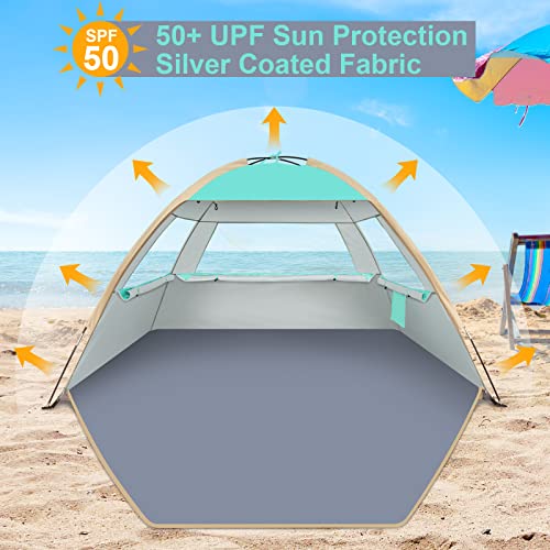 Gorich Beach Tent Sun Shelter for 3/4/6/8/10 Person with UPF 50＋ UV Protection, Lightweight & Easy Setup Beach Shade Canop...
