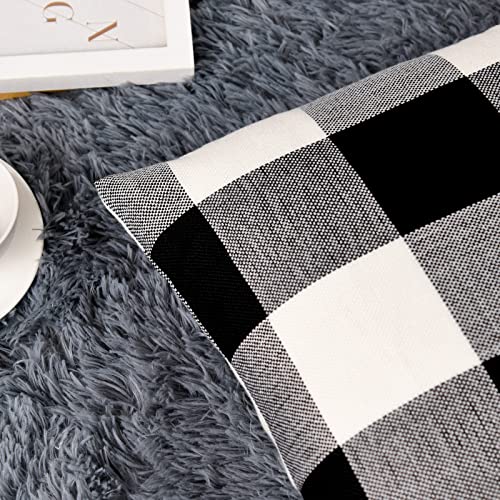 Tosewever Set of 2 Buffalo Check Plaid Pillow Covers, Farmhouse Rustic Pillow Cases, Cotton Linen Throw Pillow Covers Cush...