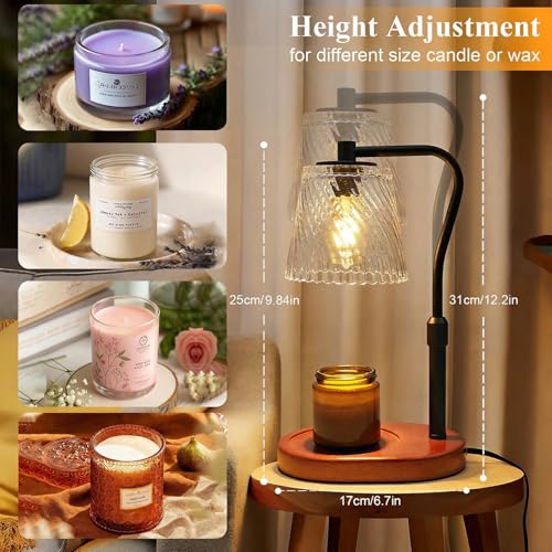 Candle Warmer Lamp with Timer Dimmable, Adjustable Wavy Clear Lamp Candle Warmer for Scented Candles, Housewarming Gift fo...