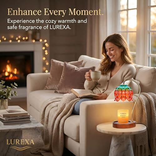LUREXA Candle Warmer Lamp with Timer, Dimmable Wax Melt Lamp for Large & Standard Jar Candles, Includes 2 GU10 Bulbs, Eleg...