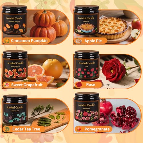 Aeraroma 6 Pack Candles for Home Scented, Aromatherapy Candles for Women Men, 21oz Natural Soy Wax Scented Candle Set, Amb...