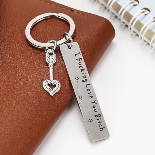Teniinet Best Friend Keychain for Women, Stainless Steel Key Chain Engrave I Fking Love You Bith Birthday Christmas Friend...