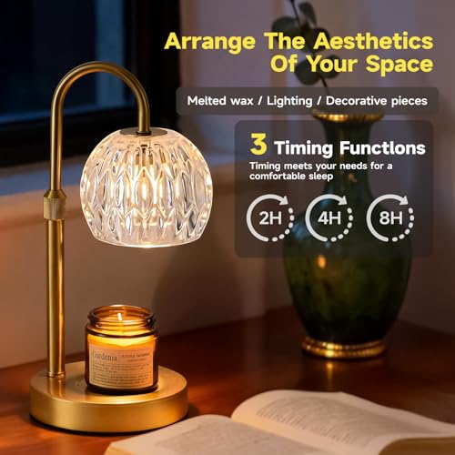 WELAISA Gold Candle Warmer Lamp with Timer Dimmable, Birthday Gifts for Women Mom, House Warming Gifts New Home Decor, Wax...