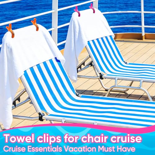 HiGift Beach Towel Clips for Beach Chairs, Towel Holder for Pool Lounge Chair Cruise Essentials, 8 Pack Jumbo Size Clothes...