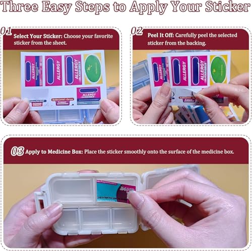 Pill Organizer with Medicine Labels 161 Labels Travel Daily Pill Container Mini Medication Organizer Storage Pill Organize...