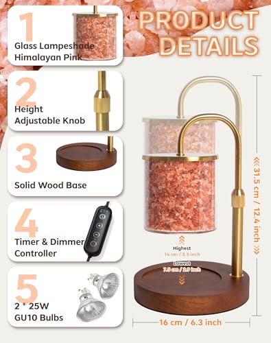ARVIDSSON Candle Warmer Lamp with Himalayan Pink Salt, Timer & Dimmable Candle Warmer for Jar Candles, Birthday Gifts for ...