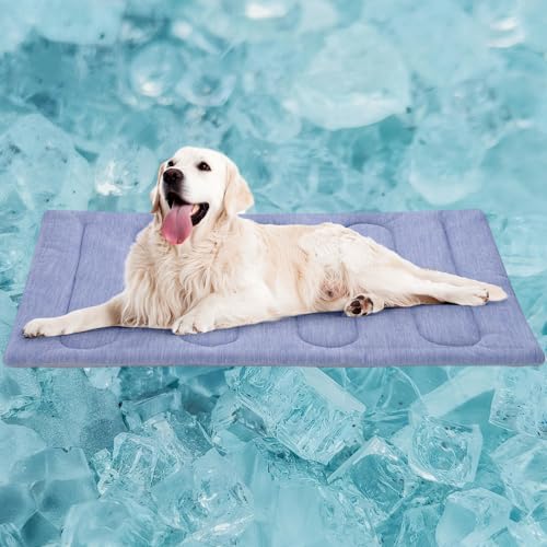 PAIGTEK Cooling Mat for Large Dogs - Double-Sided Waterproof & Cool, Q-MAX>0.47, Portable Dog Cooling Mat for Summer. (L -...
