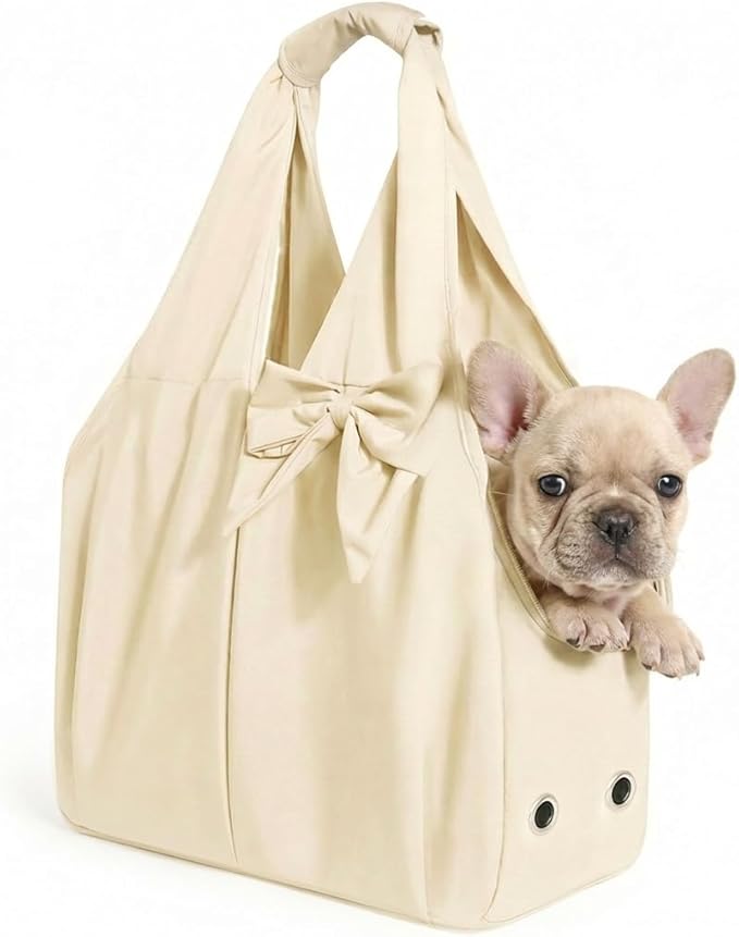 Dog Purse Carrier for Small Dogs, Soft Dog Tote Bag Carrier with 4 Large Pockets, No Collapse, Lightweight, Smart Zipper L...