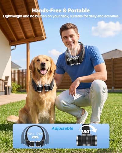 Ausic Portable Neck Fan, Personal Neck Fan with Dual High Speed Turbo Vents, 6000mAh Outdoor Cooling Fan Blow Cold Air, We...