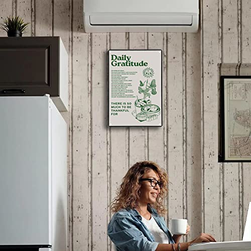 Room Decor Aesthetic Wall Decor Daily Gratitude Inspirational Metal Tin Sign, Green Boho Home Coffee Room Wall Office Deco...