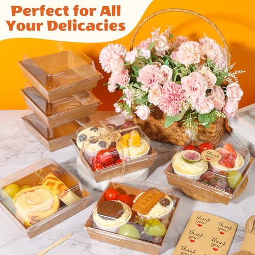 LNDIEHS 20Pcs Small Charcuterie Boxes with Clear Lids - Paper Mini Charcuterie Boxes To Go, Disposable Food Container with...