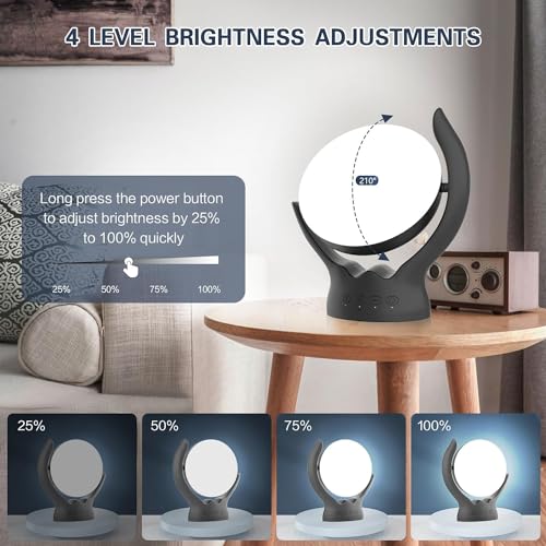 Voraiya Light Therapy Lamp, UV-Free 10000 Lux Therapy Light, Rotatable Happy Sunlight Lamp with 5 Brightness & 3 Color Tem...