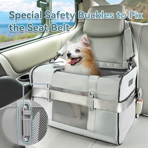 Petsfit Travel Pet Carrier for Large Cats (up to 20 lbs), Soft-Sided Dog Car Travel Carrier with Patented Buckle and Soft ...