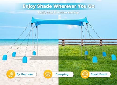 Gorich Beach Tent Sun Shelter with 8 Sandbags, UPF50+ Protection & Windproof Pop Up Beach Canopy Tent Sun Shade for Famil...