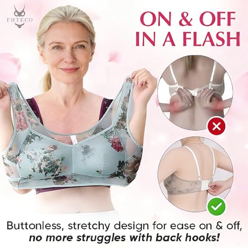 FHTECO Smoothing Bra Anti Sagging Wireless Push Up Bras for Women No Underwire Full Coverage Bra Comfy Bras for Women