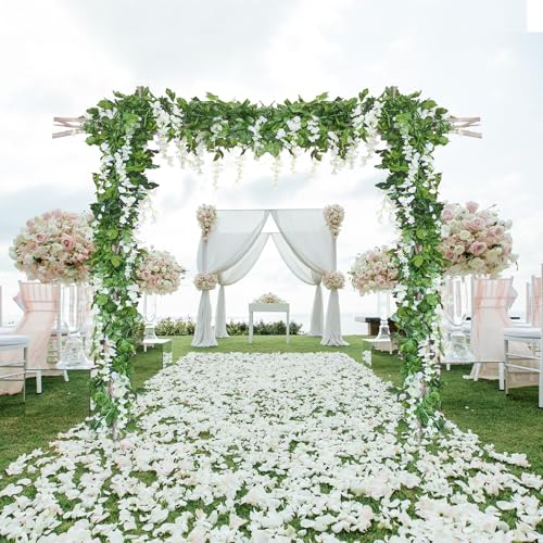 Mavee 28.8ft Artificial Wisteria Vine Garland (4x7.2ft), Silk Hanging Flowers Decor for Wedding Arch, Home Floral Arrangem...