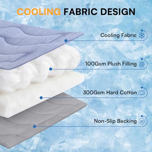 Queenmore Large Dog Cooling Mat for Dog, Portable Flat Pet Bed for Dogs and Cats, Non-Slip Summer Pet Sleeping Mat, Machin...
