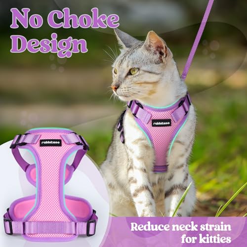 rabbitgoo Cat Harness and Leash Set, Escape Proof Soft Adjustable Vest Harnesses for Outdoor Walking, Easy Control Breatha...