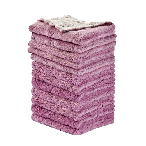 OstWony 12PCS Kitchen Towels Dish Towels, Multipurpose Reusable Dish Cloths, Double-Sided Microfiber Cleaning Rags for Fur...