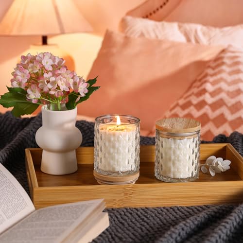 MATAHUM 2 Pack Vanilla Scented Candles for Home Decor, 6.5oz Natural Soy Wax Aromatherapy Jar Candles, Vanilla Candle for ...