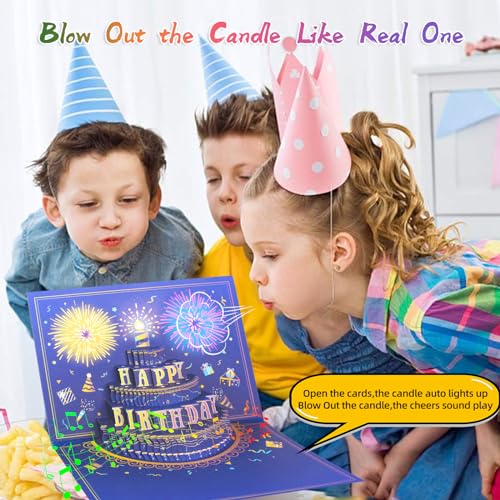 MZD8391 3D Pop Up Birthday Cards, Musical LED Lights Birthday Cards, Greeting Cards, Birthday Gifts for Mom Women Men Kids...