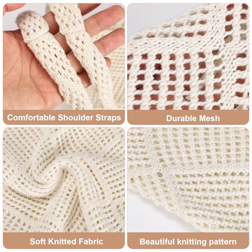 Sightor Crochet Tote Bag, Mesh Beach Bag Knit Summer Hobo Bag Vacation Boho Tote Bag for Women