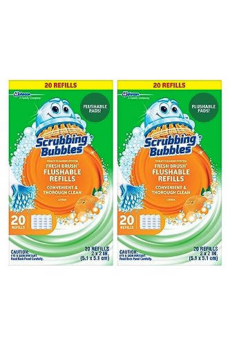 Scrubbing Bubbles Flushable Toilet Bowl Wand Cleaner Refills, Fresh Brush Cleaner Toilet Refill Pads, Removes Limescale & ...