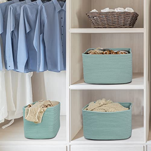 Cotton Rope storage Basket Bins Woven Basket for Organizing Shelves 15X10X9.3" Rectangle Decorative Baskets For storage Cl...