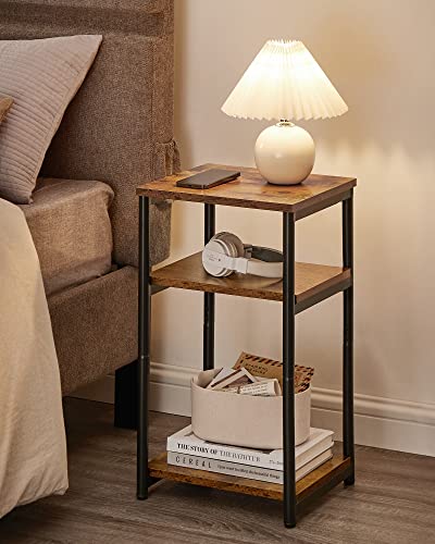 VASAGLE Side Table, Small End Table, Tall Nightstand for Living Room, Bedroom, Office, Bathroom, Rustic Brown and Classic ...