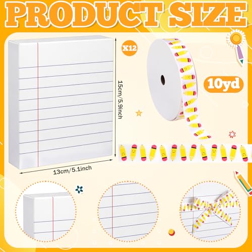 Potchen 12 Pack Teacher Appreciation Gift Boxes with Ribbon Papper Boxes for Present Lined Notebook Design Thank You Gifts...