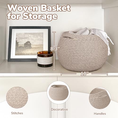 Goodpick Baby Basket for Nursery, Woven Basket for Home Décor, Round Wicker Baskets for Toy Storage, Diaper Caddy Organize...