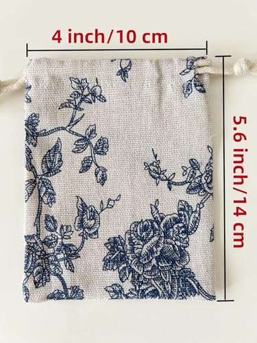 Autupy 20 Pack Floral Burlap Drawstring Bags Small Bags Packing Storage Linen Jewelry Pouches Sacks for Valentine's Day We...